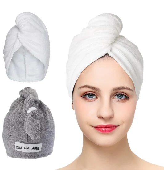 Toalha de secagem de cabelo de microfibra, super absorvente de água, turbante, toalha de salão de beleza de microfibra, toalha de cabelo de bambu